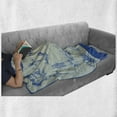 thumbnail image 6 of Nautical Anchor Soft Flannel Fleece Blanket, Whale Sail Boat Steering Wheel and Old Lighthouse Fishing Theme Sketchy, Cozy Plush for Indoor and Outdoor Use, 70" x 90", Eggshell Blue, by Ambesonne, 6 of 6