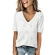 thumbnail image 2 of mfyjkho Tops Para Mujer, Jersey De Punto Holgado Informal De Manga Corta Con Cuello En V Y Mangas Abullonadas Para Mujer Tops De Gimnasio Para Mujer M, 2 of 7