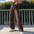 thumbnail image 5 of Ketyyh-chn99 Women's Plus Size Flare Bell Bottom Jeans Wide Leg Denim Pants Brown,M, 5 of 5