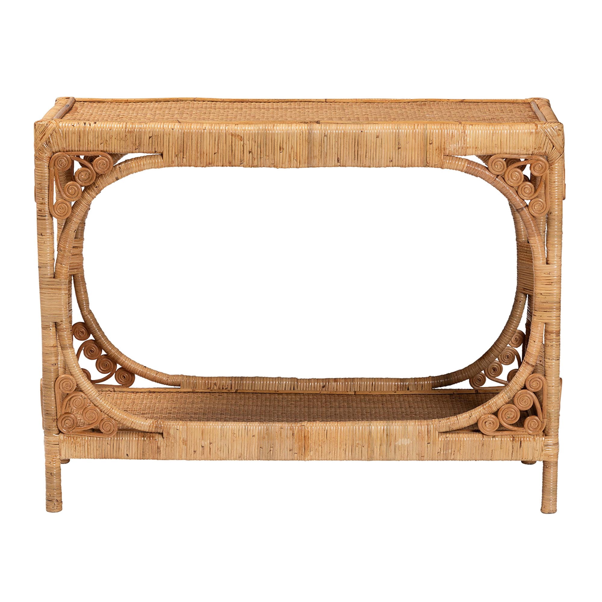 bali & pari Ramona Rattan BOHO Console Tables, Light Honey
