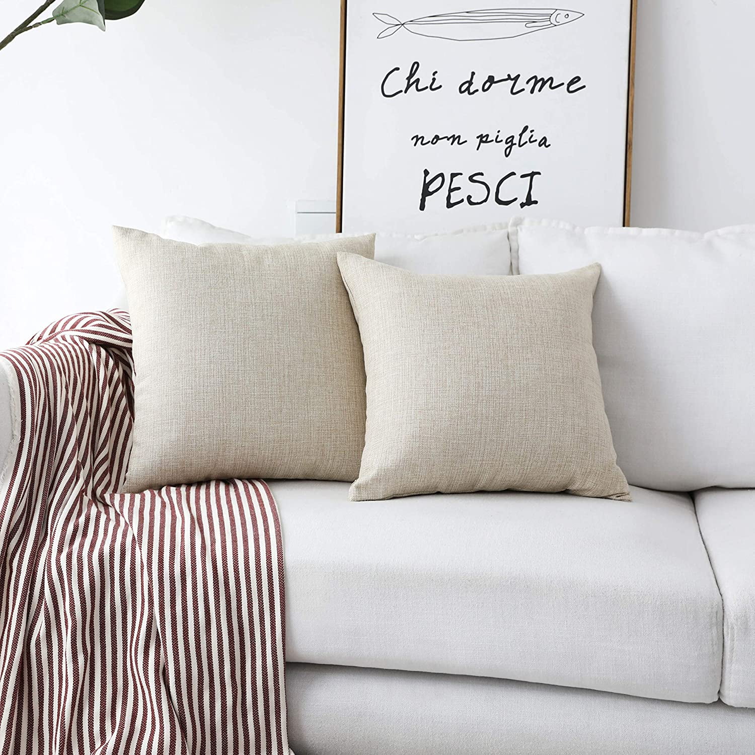 ICHUDAN Burlap Decorative Pillow Covers Linen Couch Throw Pillow Covers Fall for Living Room 18x18 inches Set of 2 Light LinenLight Linen18 Walmart