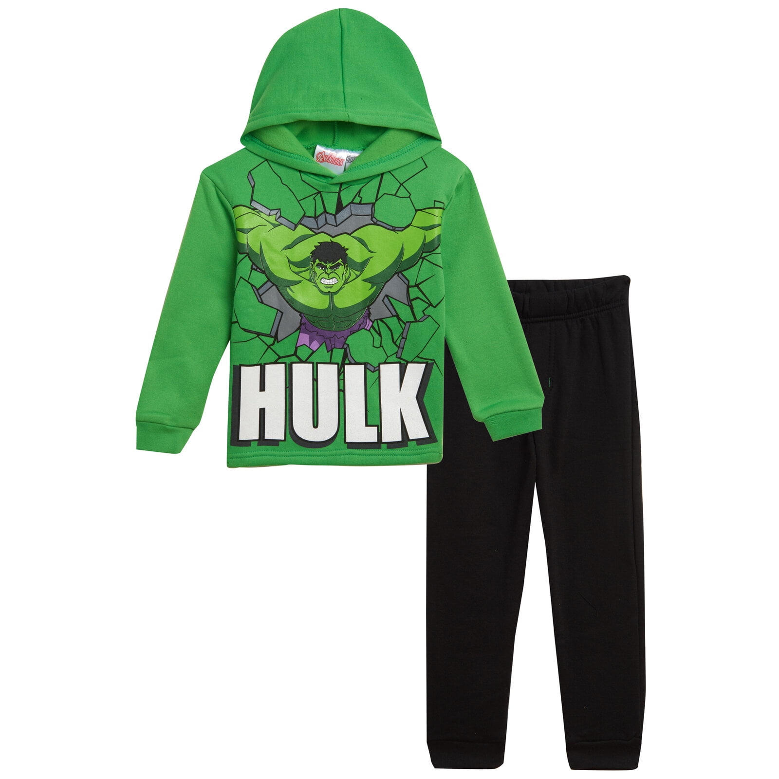 Marvel Avengers Hulk Little Boys Fleece Pullover Hoodie and Pants Outfit Set Green/Black 5