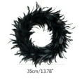 thumbnail image 3 of 2 Pack Black Feather Wreath Halloween Wreath 13.78" Black Natural Cocktail Feather Wreath, Halloween Photo Props, Front Door Decor Witch Spooky Scene Halloween Party Decorations, 3 of 9