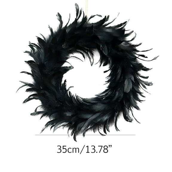 LanSuare Halloween Artificial Black Feather Garland, Simulation Fake Hanging Decor, Suitable for Indoor Outdoor, Home Entryway, Party Entrance Display