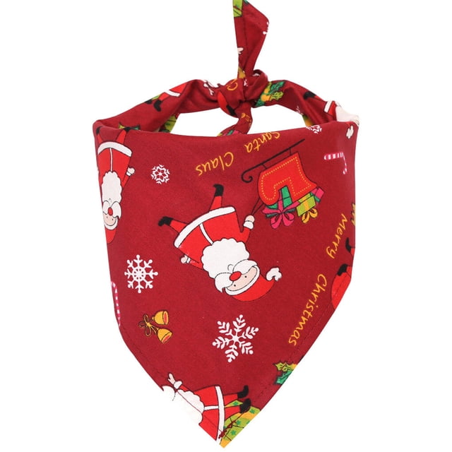 Greeniant Toalla de saliva para mascotas de Navidad, pañuelo de animales pequeños, bufanda, babero, accesorio de decoración para fiestas, regalo, azul Ropa para mascotas papa noel rojo Greeniant PT000170-01