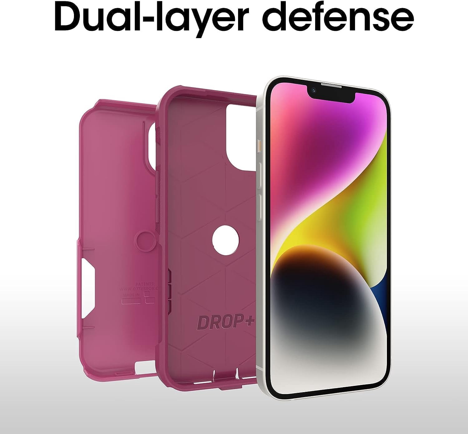 OtterBox iPhone 14 & iPhone 13 (Only) - Commuter Series Case - Into The Fuchsia (Pink) - Slim & Tough - Pocket-Friendly - with Port Protection - Non-Retail Packaging