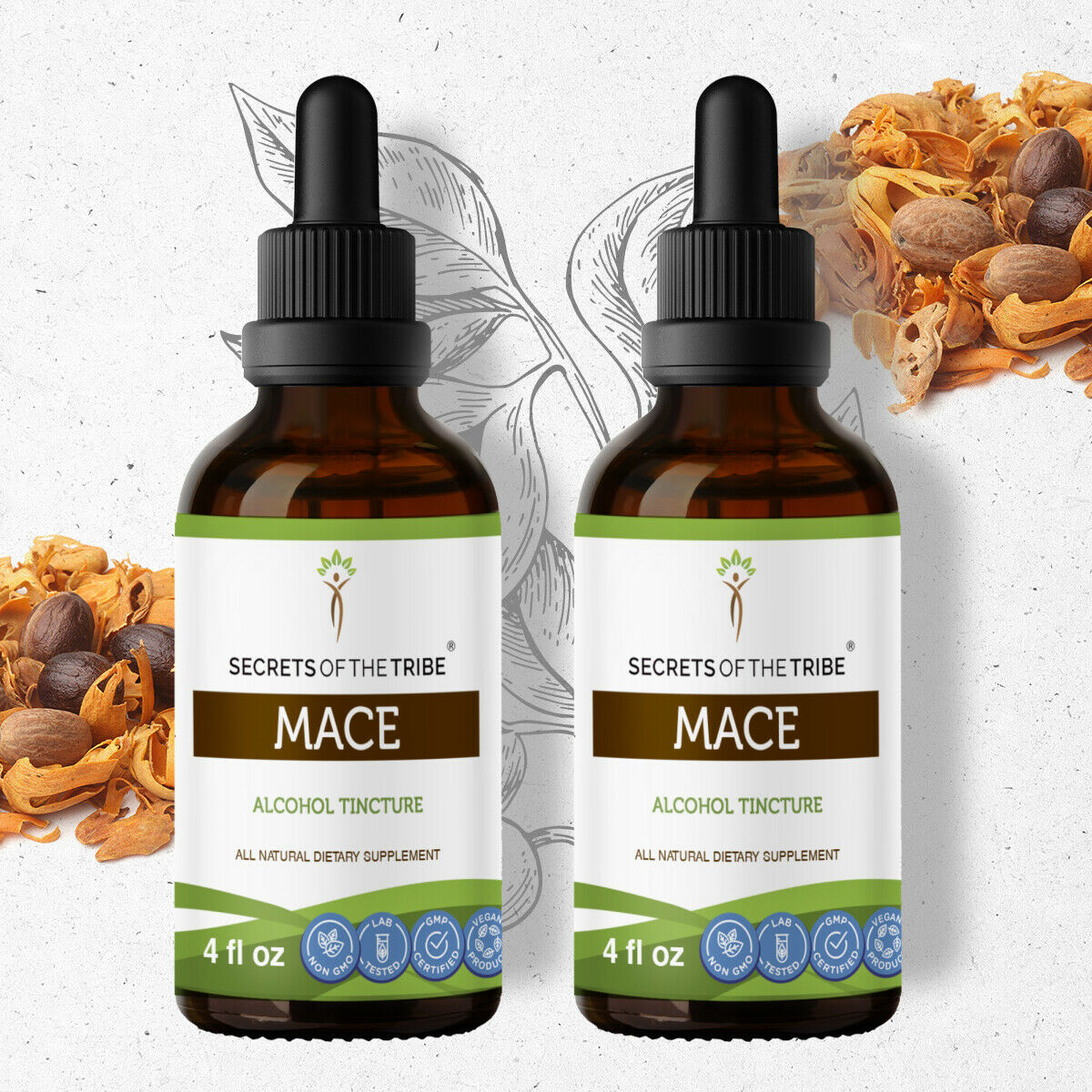 Mace Tincture Alcohol Extract, Organic Mace (Myristica fragrans) Dried