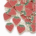 thumbnail image 1 of 10 colgantes de fresa con forma de fresa, de aleación esmaltada., 1 of 2