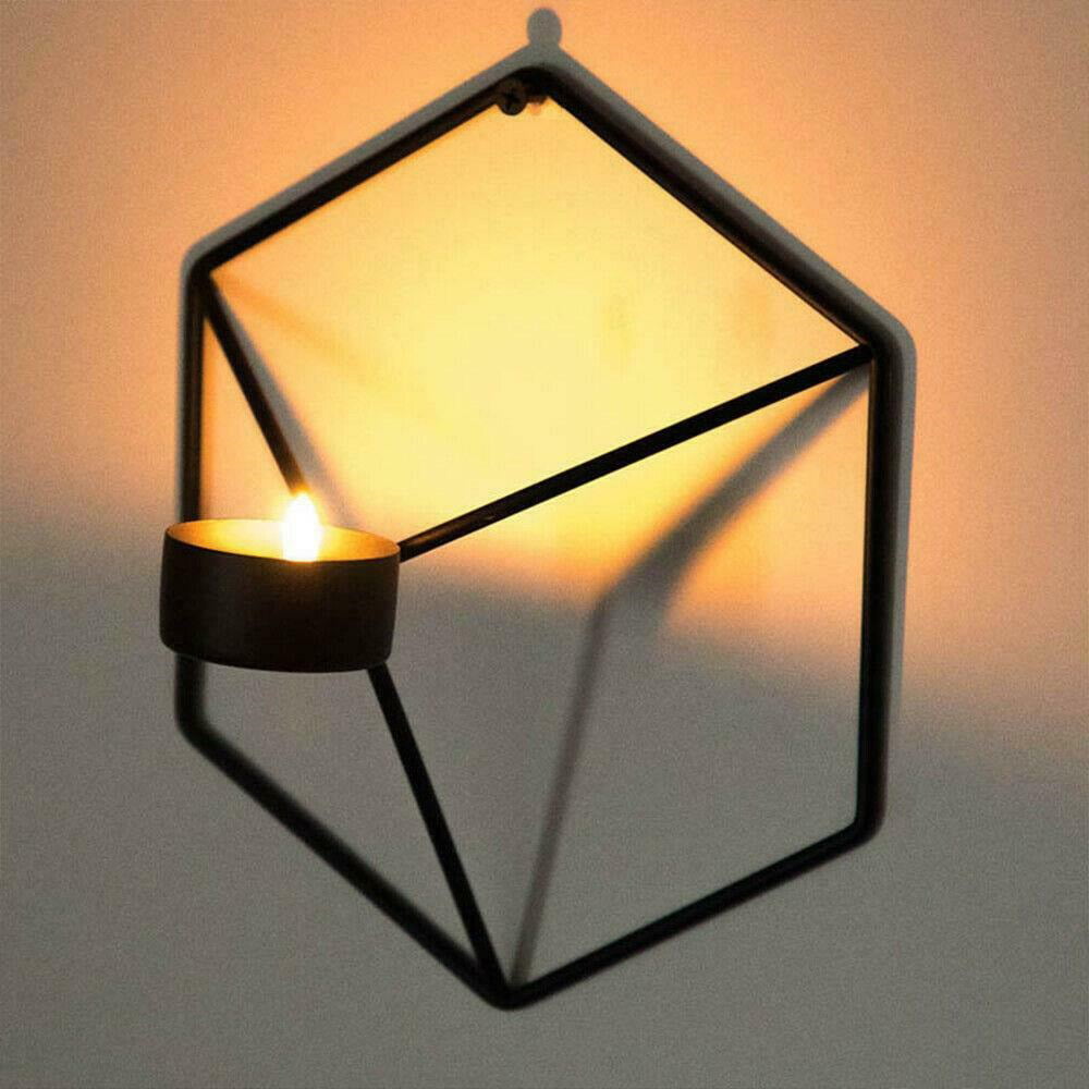 Nordic Style 3D Geometric Candlestick Wall Mounted Metal Candle Holder Sconce 