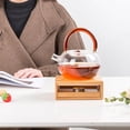 thumbnail image 2 of MasteelfCA 1PC Tea Pot Bamboo Base Drawer Design Practical Bamboo Base Heating Base for Home Office Tea Party (Without Candle), 2 of 7