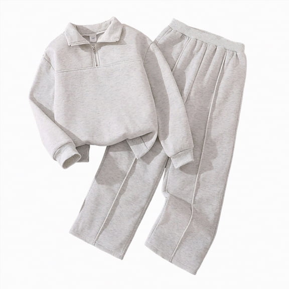 enyan B'aby B'oy Fall Winter Clothes Outfits Hooded Long Sweatshirt Pants Set Tod'dler Clothes Tod'dler Gi'rl Outfit Grey,7-8 Years