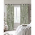 thumbnail image 4 of Summer Palm Leaf Blackout Curtains for Bedroom Living Room Darkening Curtains 63 Inches Long Tropical Bloom Silhouettes Green Window Curtain 2 Panels Set Window Treatment Grommet Drapes 42"x63", 4 of 9