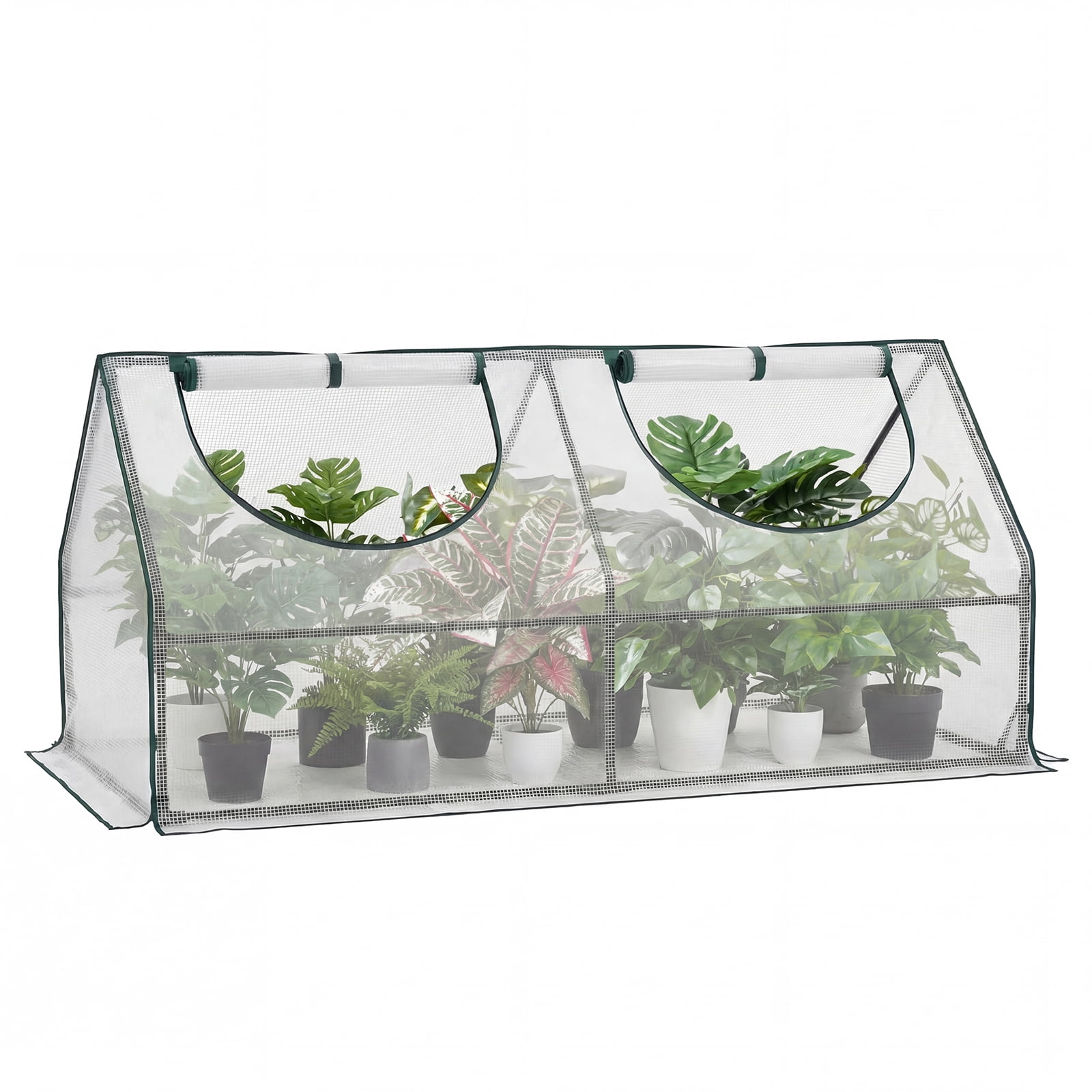 GENTINGBRO Mini Greenhouse with 2 Zipper Doors, Water-Resistant, UV-Protected for Flowers, Vegetables, and Herbs, Green