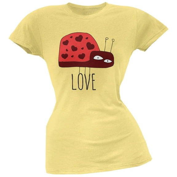 Couples Love Bug Left Yellow Soft Juniors T-Shirt - Large