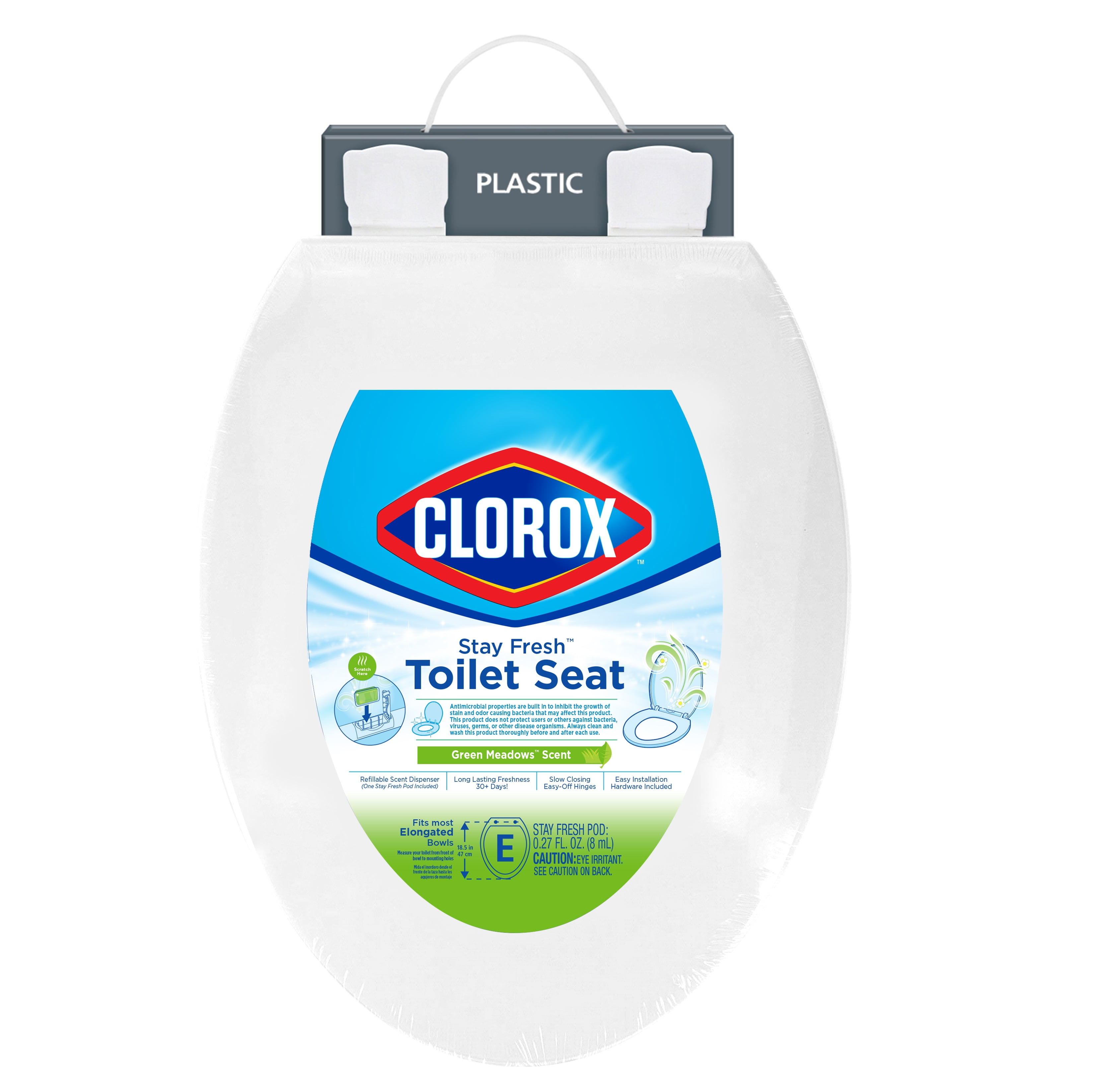 (2 pack) Clorox Antimicrobial Elongated Stay Fresh Scented Plastic Toilet Seat with Easy-off Hinges