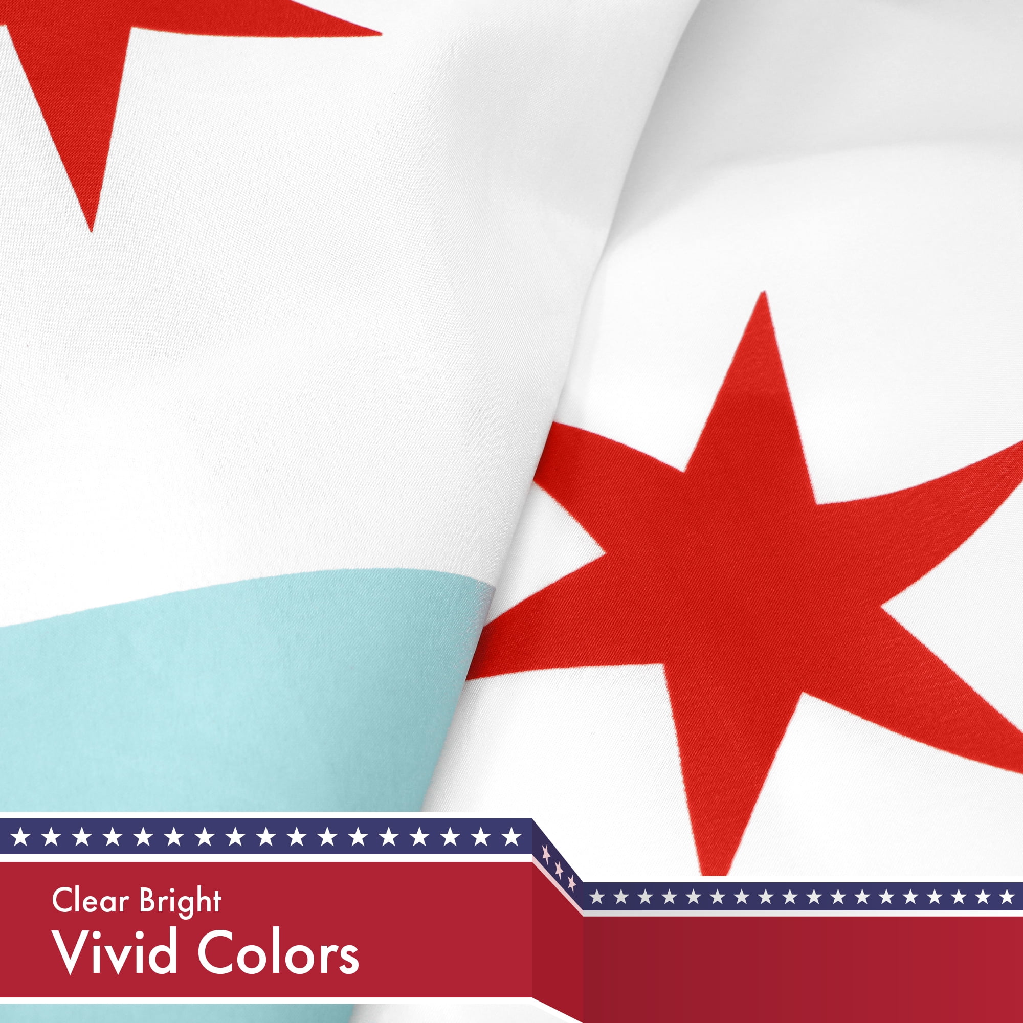 G128 Combo Pack: USA American Flag 3x5 Ft 150D Printed Stars & Chicago 3x5 Ft 150D Printed