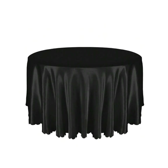 90 Inch Round Satin Tablecloth Silky Wrinkle Resistant Table Cover For Wedding Banquet Black