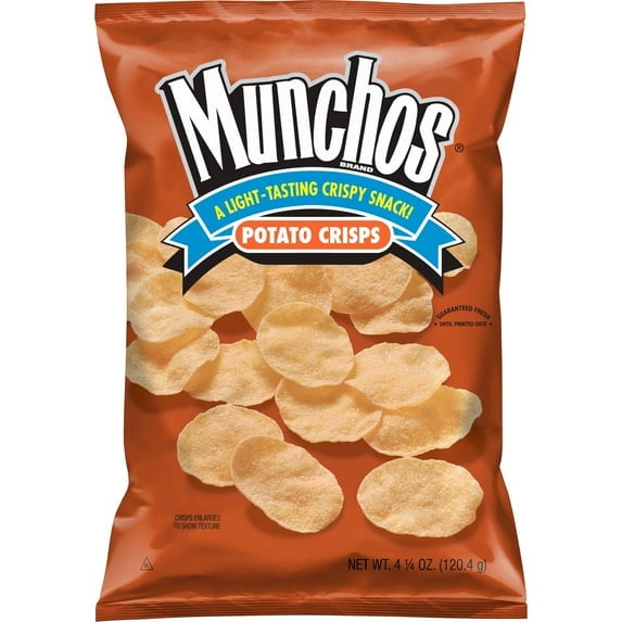 4 Pack Of Munchos Classic Flavor Potato Chips – Light, Crispy Snack, 4.25 oz Bag, With Olive Green Bowl By ValueNest