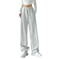 thumbnail image 1 of Pantalones de chándal de cintura alta y pierna ancha para mujer - Tejido de poliéster - Diseño informal de pierna recta, 1 of 8