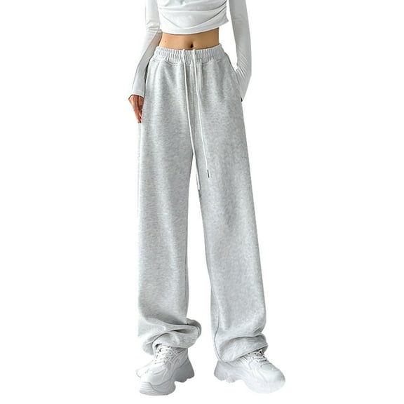 Ladies' Fashionable High Waisted Wide Leg Casual Straight Leg Sweatpants