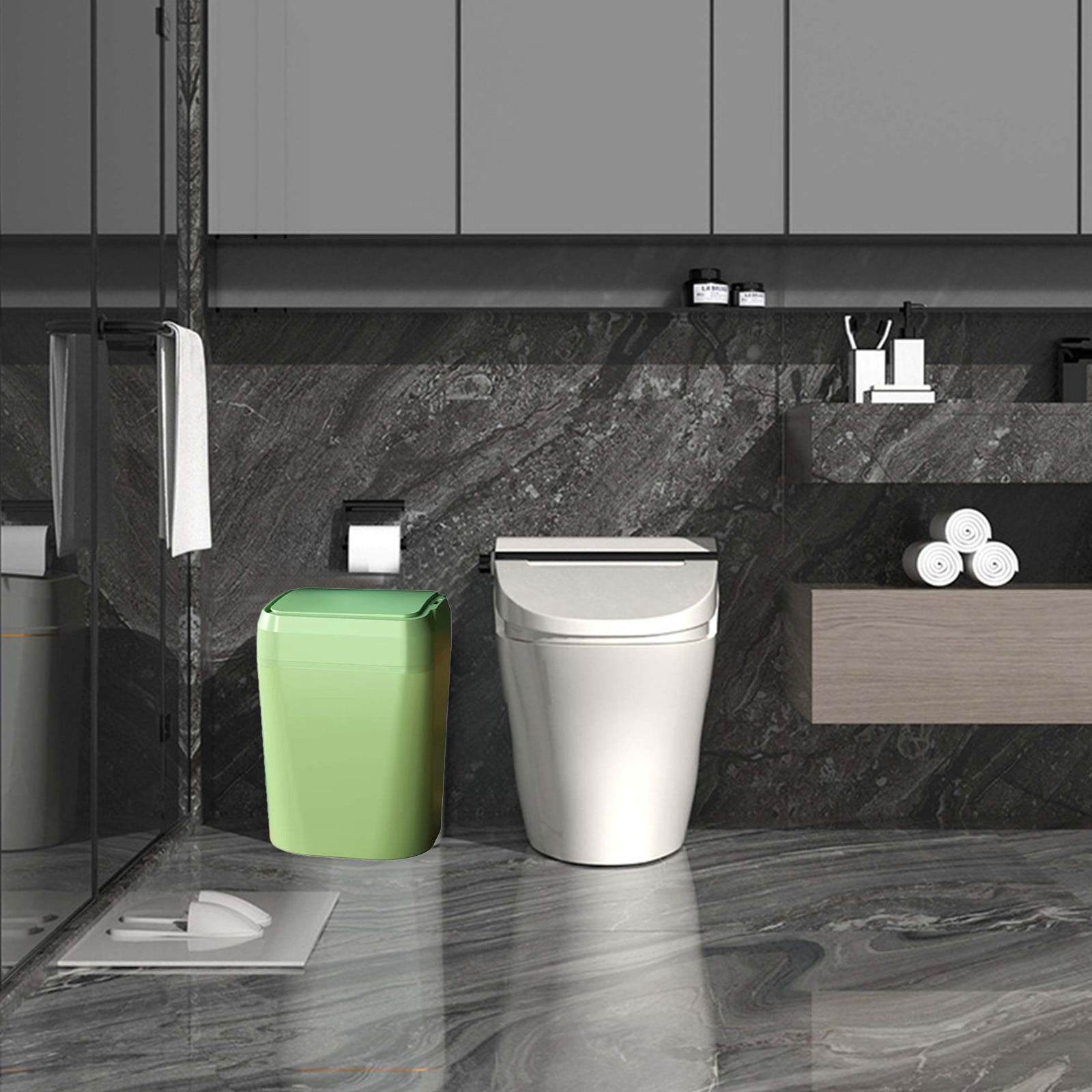 Touchless Sensor Trash Can 12L, Automatic Hands-Free Bathroom Kitchen Bin with 5s Delay Close, Waterproof Silent Lid for Office Living Room Home Waste Disposal