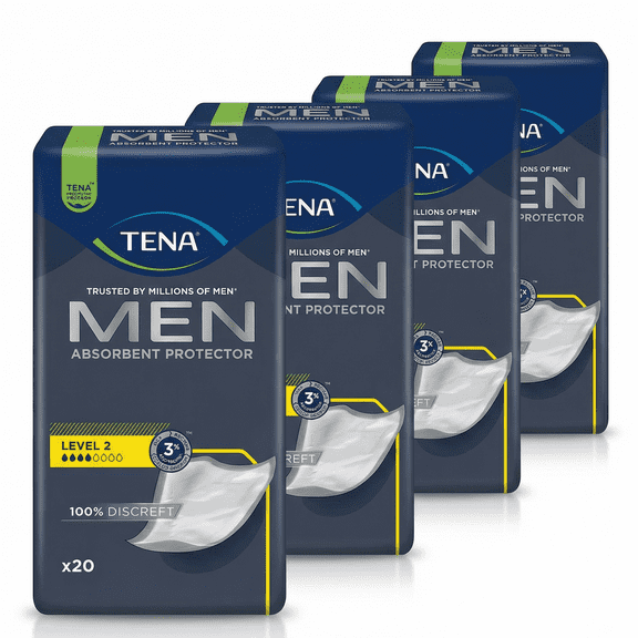 Tena for Men Level 2 Guard for Men, Super Absorbency Incontinence Protector 20 ct EA (Pack of 4) 80 ct Total