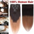 thumbnail image 5 of MY-LADY 8Pcs 18Clips Clip in Hair Extensions Human Hair for Women Double Weft Brazilian Remy Straight Human Hair Clip in Hairpiece 20inch #2T6 Dark Brown to Light Brown, 5 of 8