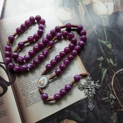 Vintage Rosary Catholic Prayer Beads Necklace Christ Jesus for Cross Pendant Necklace Beaded Religious Jewelry Gift