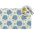 thumbnail image 4 of Spring Floral Placemats 12x18 Inches Set of 4 Blue Hydrangea Flower Decorative Rectangle Table Mats Summer Floral Linen Place Mats for Home Kitchen Party Dining Table Decor, 4 of 6