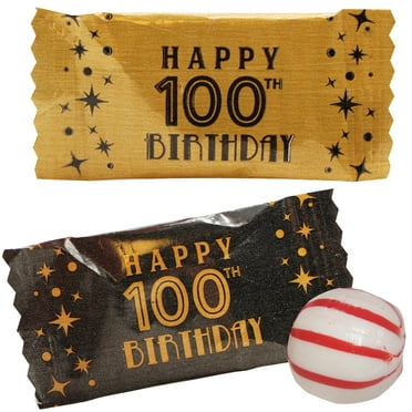 Natrejam 100th Birthday Peppermint Balls for Parties-100 Count-Happy Birthday Hard Candy