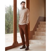 Kallspin Mens Turtleneck Sweaters Wool Blend Lightweight Pullover Sweaters(Coffee,Medium)