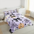 thumbnail image 2 of Manfei Cartoon Halloween Ghost Full Size Comforter Sets,Trick Or Treat Bedding Comforter Set,Black Bow Spider Webs Bedding Sets For Teens ,Microfiber Bedroom Decor Reversible,3 Pieces, 2 of 7