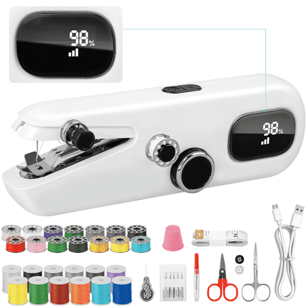 BCOOSS Handheld Sewing Machine for Beginners Hemming Mini Portable Sewing Machine with LED Display