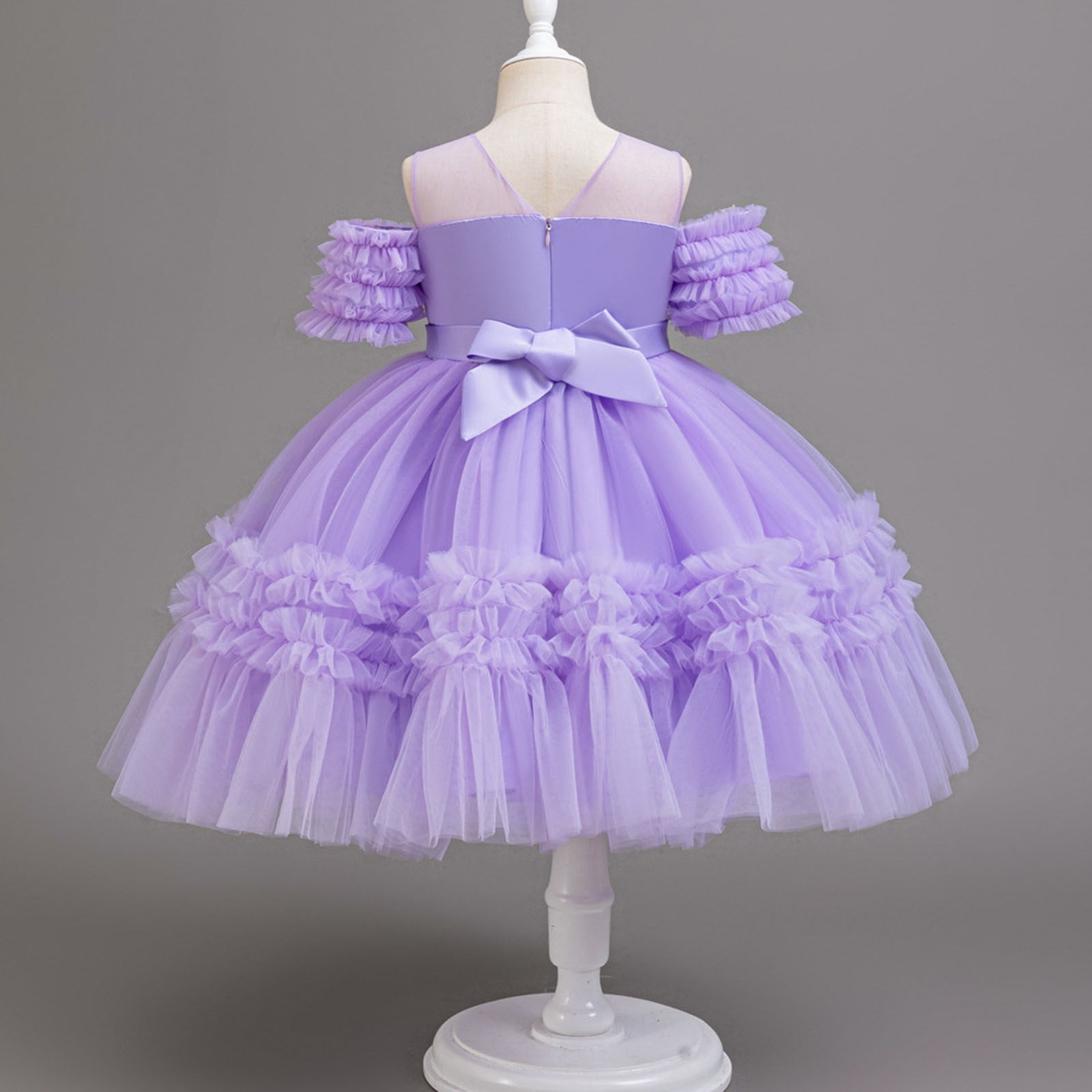 ATOGUTA Wedding Guest Dresses for Girls Tulle Dress Tutu Birthday Princess Dresses Formal Photoshoot Outfit Summer Clothes Size 3T-12, Purple