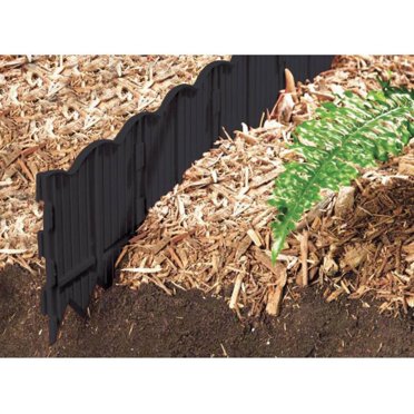20 Ft Plastic Landscape Lawn Edging Border - Black, Attachable Sections, 6" Height