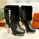 thumbnail image 5 of NECHOLOGY Botas Mujer Adulto Femenino Zapatos Botines para mujer Botas de tacón con de imitación para mujer, zapatos gruesos con tubo corto, súper altos, a la moda, para Europa y Unidos (Black, 8), 5 of 7