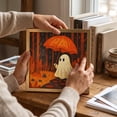 thumbnail image 6 of Natural Wood Framed Cute Ghost Reading Book Halloween Wall Art Print 20x20cm Vintage Spooky Pumpkin Illustration Wall Hanging Decor For Bedroom Living Room Holiday Tabletop Picture, 6 of 7
