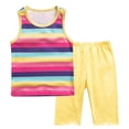 thumbnail image 6 of ITSAME Girls Outfit 2-Piece, Striped Print Tank Top and Capri Pants Cotton Summer Fashion Casual Set Yellow Size 2-3T, 6 of 6