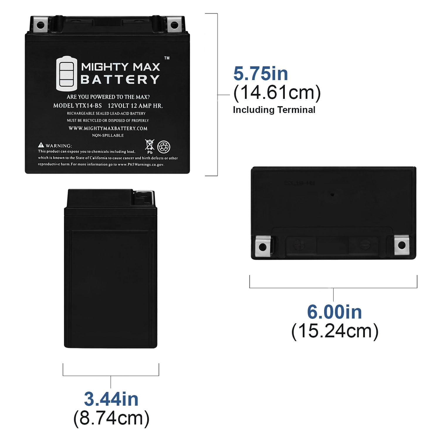 Mighty Max YTX14-BS GEL Battery – 12V 12AH, 200 CCA – Replacement For Kawasaki ZX12R 2000-2006, Maintenance-Free 1 thumbnail image
