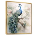 thumbnail image 2 of Designart "Peacock in Blue Ink Serene Beauty II" Animals Floater Framed Canvas Art Print, 2 of 7