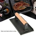 2024 Commercial Cast Iron Steak Weight Wooden Handle Bacon Grill