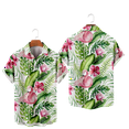 thumbnail image 3 of Flamingos and Flowers Beach Print Shirt Men Short Sleeve Men's Hawaiian Shirt Top Beach Clothing Boys Girls，F-110, 3 of 4