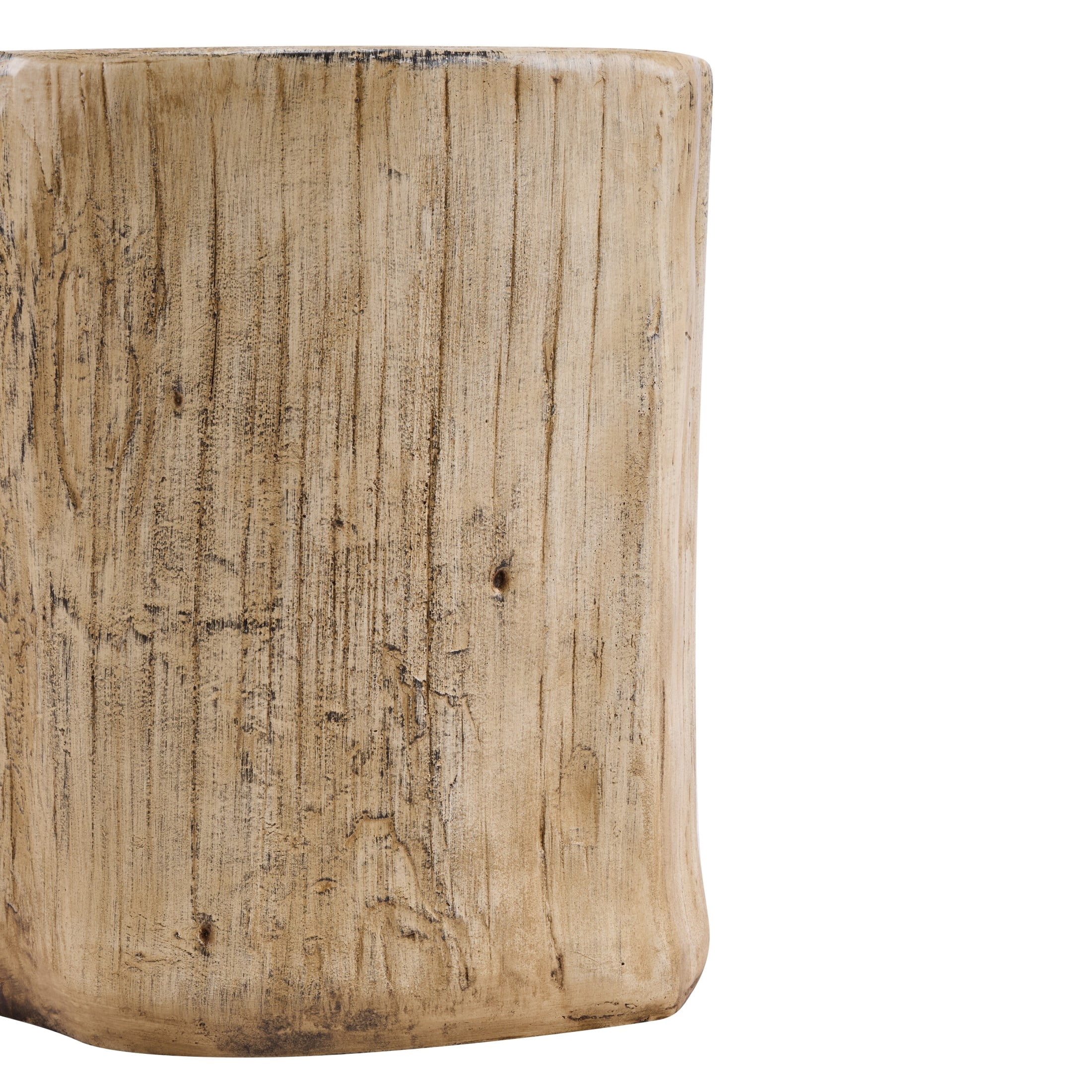 Christopher Knight Home MGO Tree-Stump Side Table, Lightweight Concrete Accent Table, Natural Wood Grain