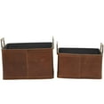 thumbnail image 6 of DecMode 14", 12"H Brown Leather Handmade Storage Basket with Handles, 2-Pieces, 6 of 8