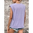 thumbnail image 3 of Inadays Womens Summer Tops 2023 Crew Neck T Shirts Cap Sleeve Blouses Summer Solid Color Basic Tops Casual Loose Fitting Tee, Purple, S, 3 of 8