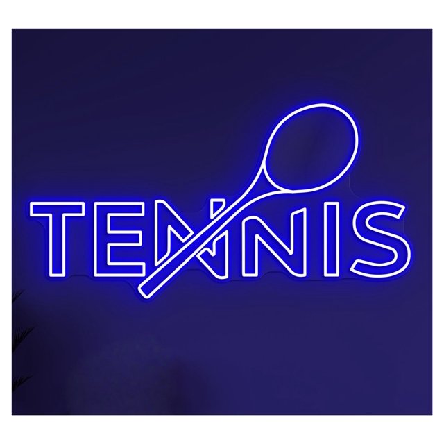 Letrero De Neón LED Raqueta Tenis, Tienda Deportes, Decoración Pared Para El Hogar, Habitación, Dormitorio, Juego, Mascotas, 55cm