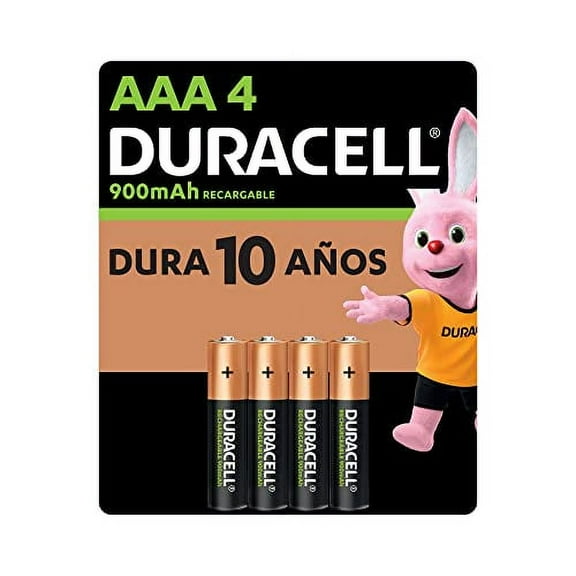 Duracell Rechargeable AAA Batteries, 4 Count Pack, Triple A Battery for Long-lasting Power, All-Purpose Pre-Charged Battery for Household and Business Devices