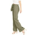 thumbnail image 2 of Ambiance Women's Juniors Wide Leg Spring Linen Pants (Olive, Large), 2 of 4