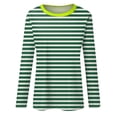 thumbnail image 5 of YVNAURA Womens Striped Long Sleeve Boat Neck T Shirts Loose Fit Casual Pullover Tops Basic Tees Lightweight Soft Comfortable Fall Layering Essential Nautical Breton Style, Green,M, 5 of 5
