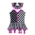 thumbnail image 2 of iiniim Girls Ballet Dance Tutu Dress Halter Neck Sleeveless Sequins Pompoms Circus Clown Party Black&Rose 6, 2 of 7